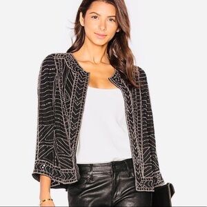 Velvet By Graham & Spencer Black Jacket with Gold Beads Size L
